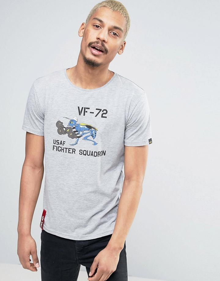 Alpha Industries T-shirt Fighting Hormet Regular Fit In Gray Marl - Gray