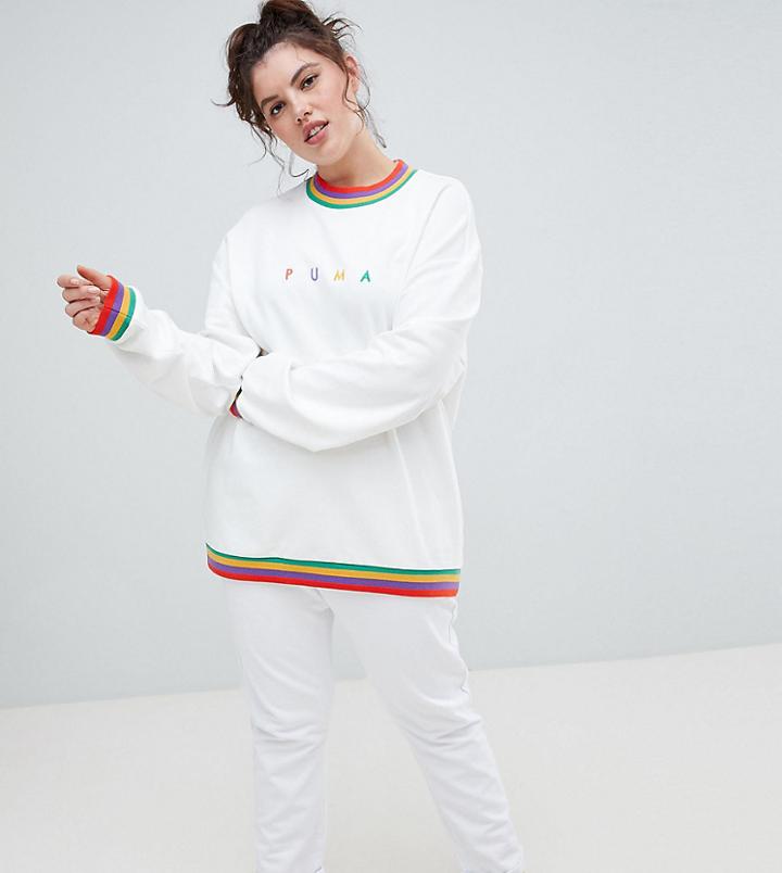 Puma Plus Exclusive Organic Cotton Rainbow Sweatshirt In White - White