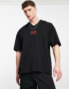 Topman Extreme Oversized Vee Neck T-shirt With Nyc Print In Black