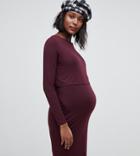 New Look Maternity Double Layer Nursing Dress In Burgundy - Red