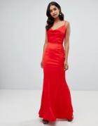 Lipsy Cowl Neck Maxi Dress In Red - Red