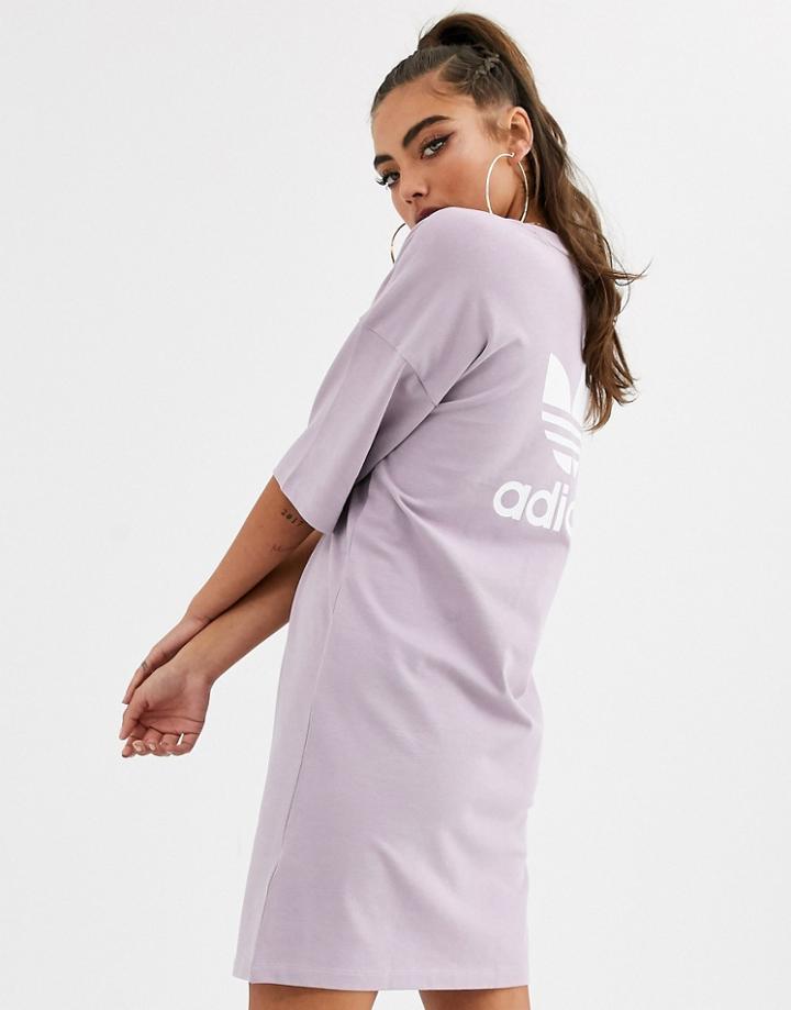 Adidas Originals T-shirt Dress In Lilac