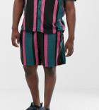 New Look Plus Two-piece Shorts In Black Stripe - Green