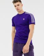 Adidas Originals 3 Stripe T-shirt In Purple