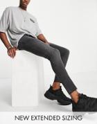 Asos Design Spray On Jeans In Power Stretch In Washed Black With Raw Hem