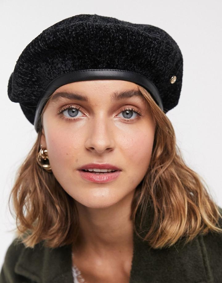 River Island Beret In Black