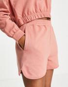 Pieces Lounge Sweat Shorts Set In Dusty Pink