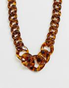 Pieces Sierra Tortoiseshell Resin Chain Necklace - Brown