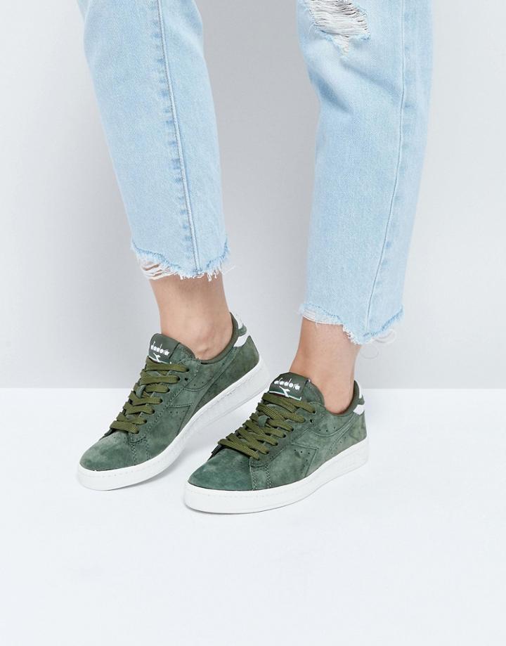 Diadora Game Low Sneakers In Khaki Suede - Green