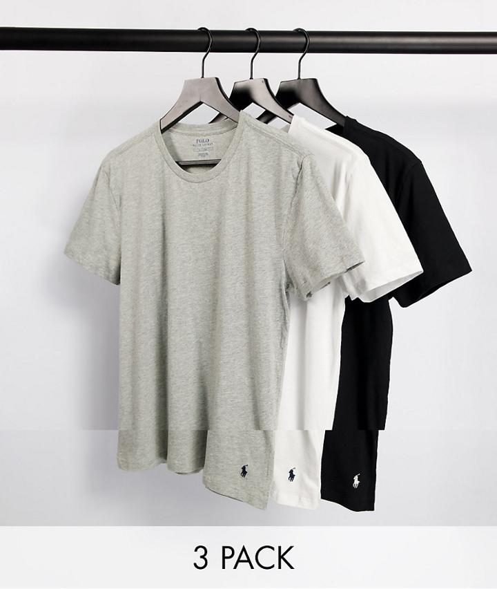 Polo Ralph Lauren 3 Pack Lounge T-shirts In Black/gray/white With Logo