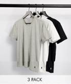 Polo Ralph Lauren 3 Pack Lounge T-shirts In Black/gray/white With Logo