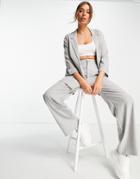 Stradivarius Wide Leg Relaxed Dad Pants In Gray Pinstripe - Part Of A Set-grey
