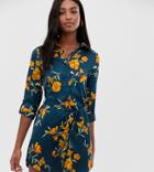 Parisian Tall Shirt Dress With Tie Waist In Navy Floral - Navy