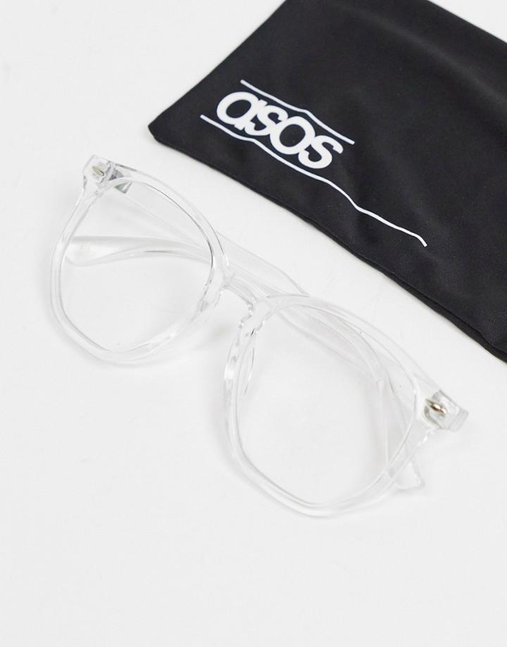 Asos Design Clear Frame Clear Lens Glasses With Blue Light