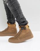 Asos High Top Sneaker Boots In Tan With Straps - Tan