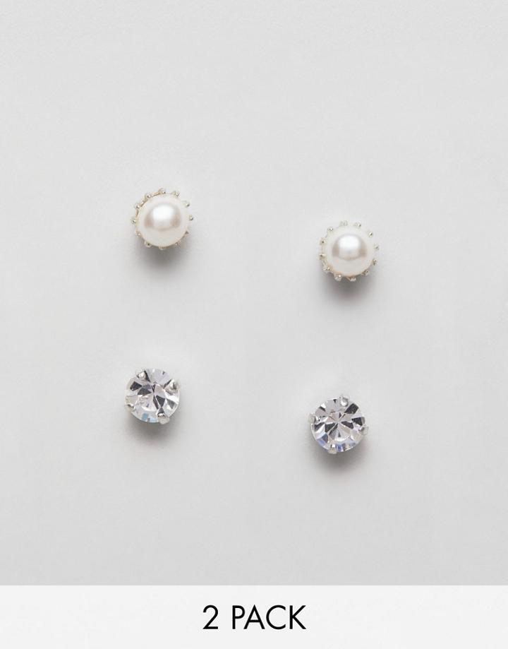 Krystal London Swarovski Crystal 2 Pair Of Studs - Clear