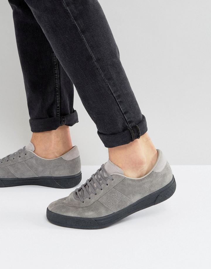 Fred Perry B1 Sports Authentic Suede Tennis Sneakers In Tan - Gray
