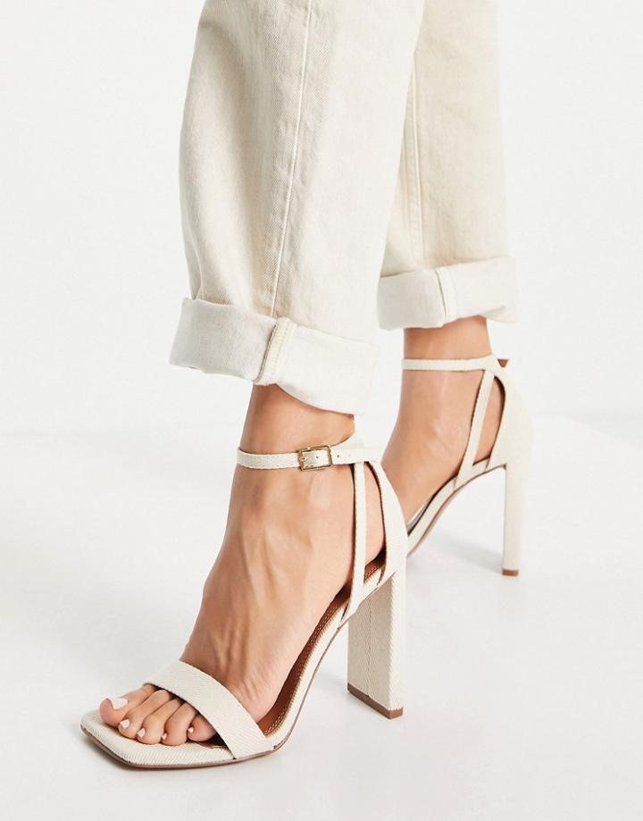 Asos Design Noelle Barely There Block Heeled Sandals In Natural-neutral
