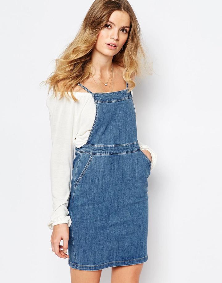 First & I Denim Pinifore Dress - Blue