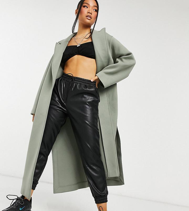 Asos Design Petite Scuba Chuck On Coat In Sage-green
