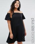 New Look Plus Off The Shouder Crepe Dress - Black