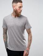 Selected Homme Longline T-shirt With Curved Hem In Linen Mix - Pink