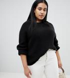 Asos Design Curve Fluffy Sweater In Rib - Black