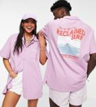Reclaimed Vintage Inspired Unisex Jersey Shirt In Pink With Surf Print