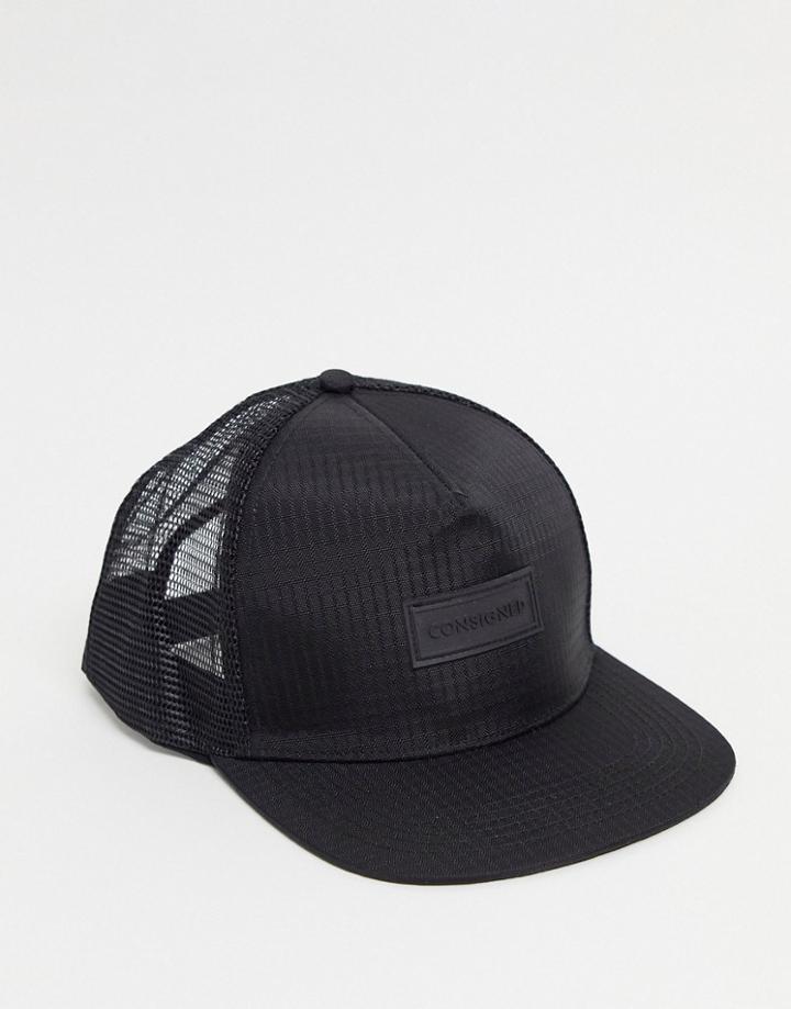 Consigned Logo Snapback Trucker Cap-black