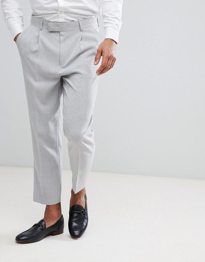 Asos Tapered Smart Pants In Ice Gray Cross Hatch Nepp - Gray