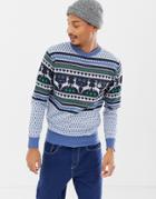 Le Breve Reindeer Holidays Sweater - Blue