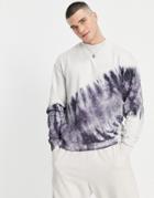 Native Youth Oversized Sweatshirt With High Neck Marble Wash-grey