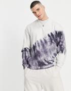 Native Youth Oversized Sweatshirt With High Neck Marble Wash-grey