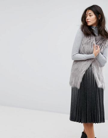Urban Code Mesh Faux Fur Vest - Gray
