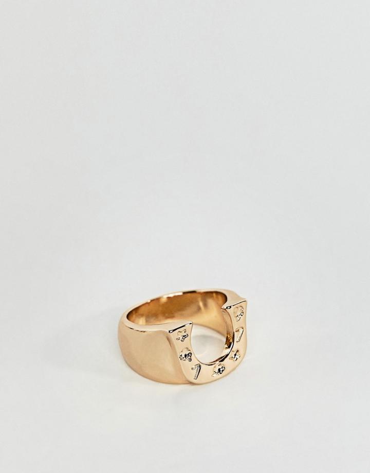Asos Horseshoe Ring In Gold - Gold