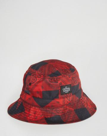 Criminal Damage Bucket Hat Lumberjack Print - Red