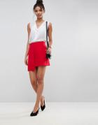 Asos Tailored Asymmetric Mini Skirt - Red
