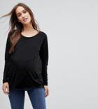 New Look Maternity Nursing Long Sleev Wrap Top - Black