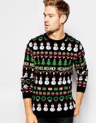 Asos Holidays Sweater With Xmas Ho Ho Ho Pattern - Multi