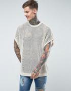 Asos Sleeveless Mesh T-shirt - Beige