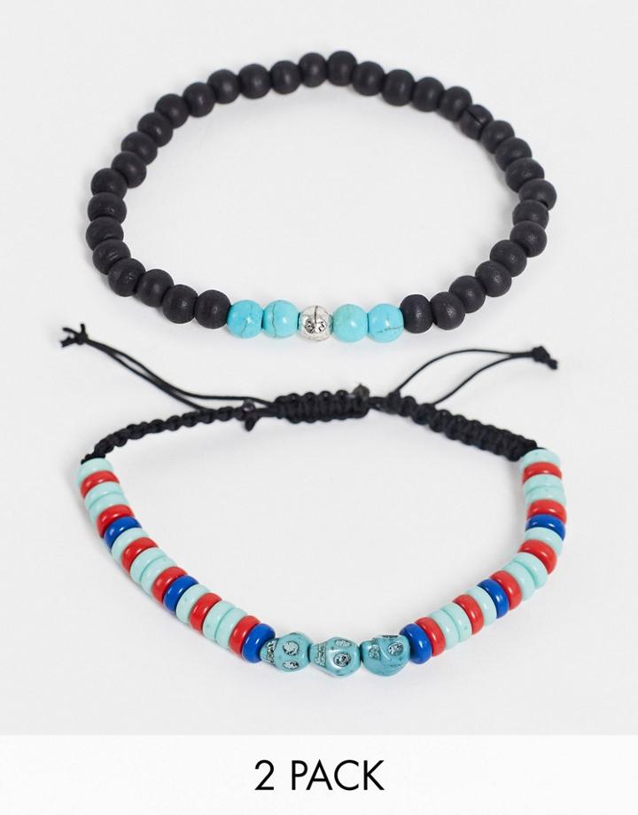 Classics 77 2 Pack Bead Bracelet In Black