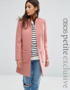 Asos Petite Pretty Coat In Wool Mix - Pink