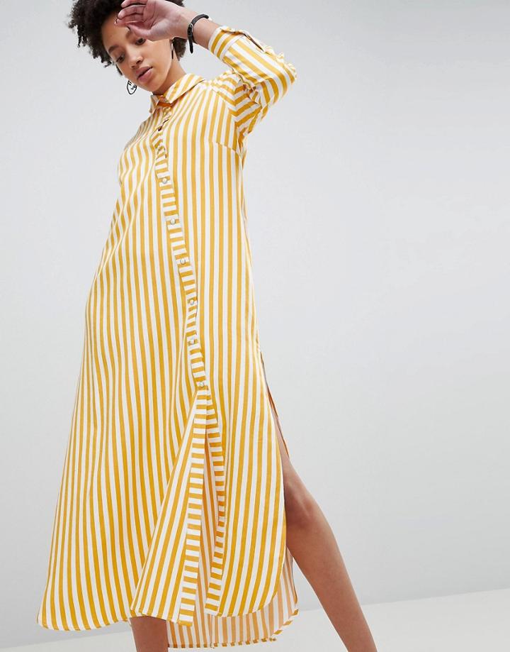 Asos White Oversized Stripe Maxi Shirt - Multi