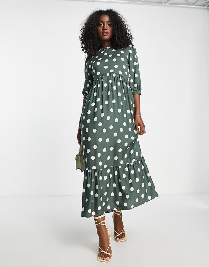 Nobody's Child Rachel Oversized Polka Dot Dress In Khaki Green