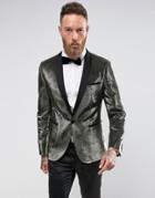 Asos Skinny Suit Jacket In Metallic Gold - Gold