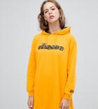 Ellesse Hooded Sweat Dress With Leopard Front Logo - Yellow