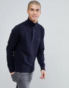 Tommy Hilfiger Tylor Button Neck Textured Knit Polo Long Sleeve In Navy - Navy