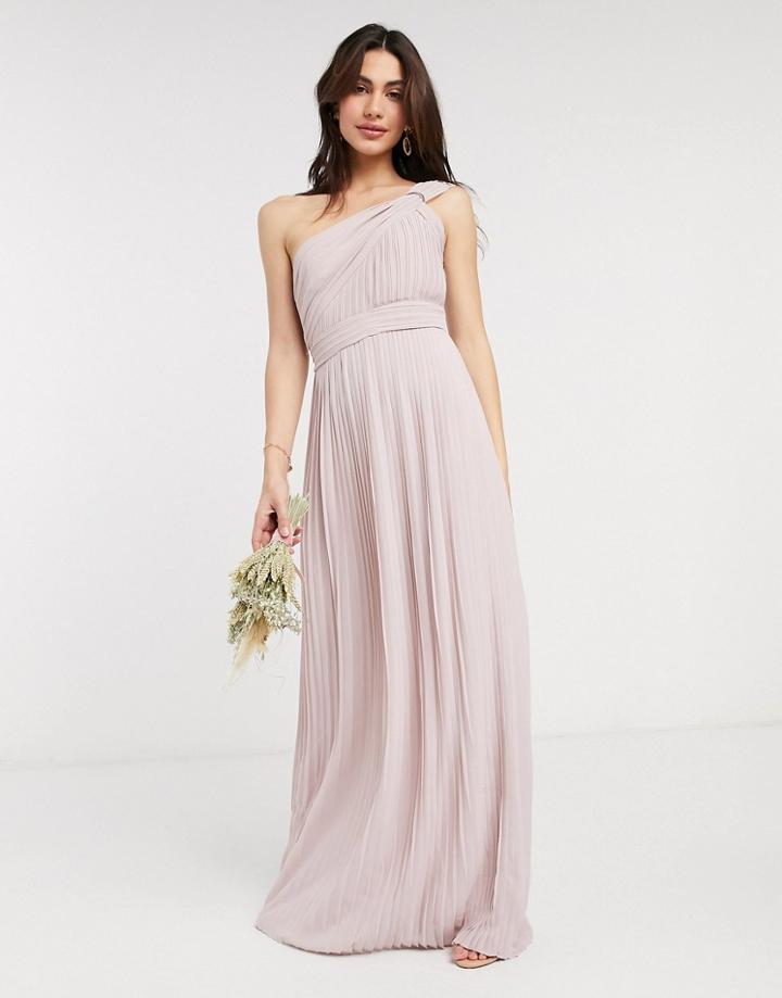 Tfnc Bridesmaid Pleated One Shoulder Maxi Dress In Pink