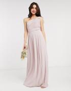 Tfnc Bridesmaid Pleated One Shoulder Maxi Dress In Pink