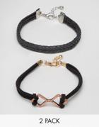 Asos Bracelet Pack With Rose Gold Detail - Black